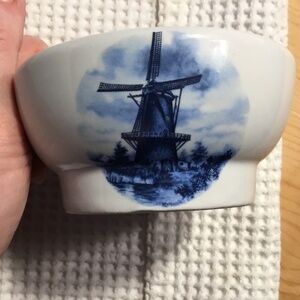 Delft Blue Bowl Small Hand Painted Holland Windmill Scene 4”~ Vintage